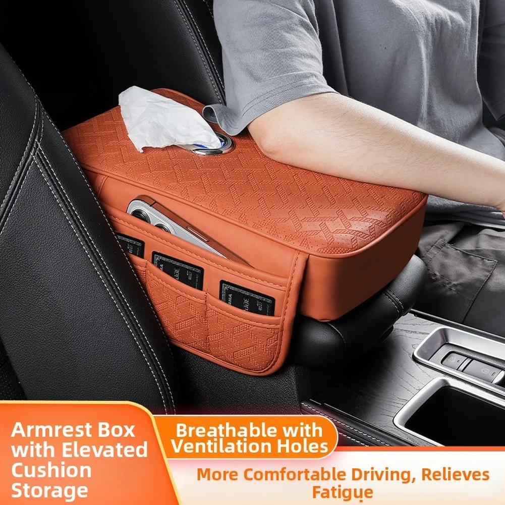 

Car Armrest Box Cushion Multifunctional Storage Organizer With Tissue Box Side Car Center Console Protector Mat