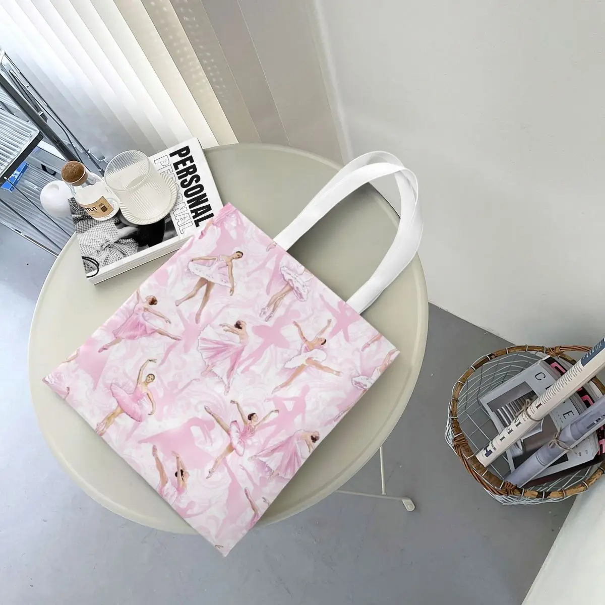 Ballet Dance Makes Me Free Ballerina Dancer Shopping Bags Canvas The Tote Bag Foldable for Women Shoulder Tote Travel Handbag