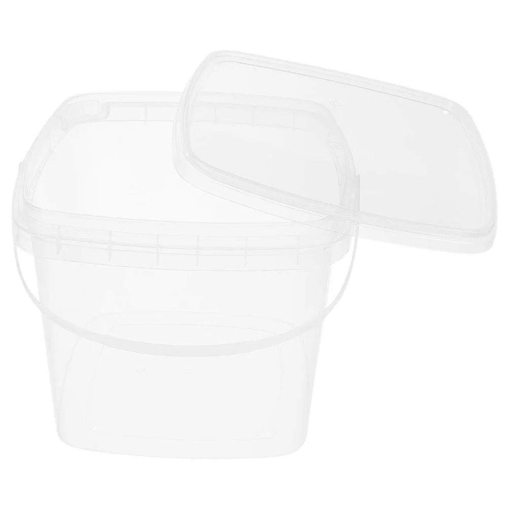 4pcs Plastic Paint Can 05 Gallon Bucket with Lid Handle Empty Ice Buckets 2L Water Bucket Paint Pail Food Storage Container for