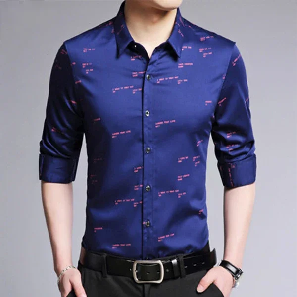 Men\'s Casual and Fashionable Long Sleeved Printed Shirt, Non Ironing and Wrinkle Resistant Business Top