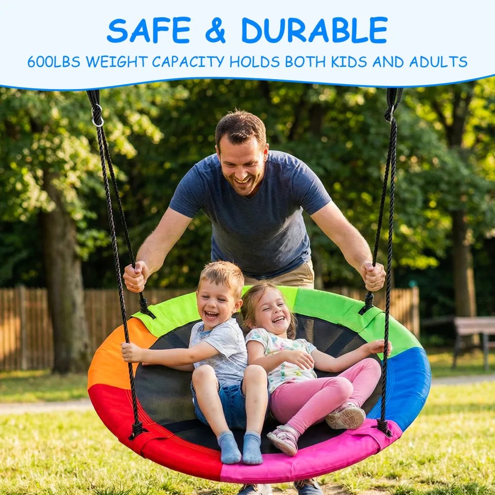 

40-inch rainbow saucer swing for outdoor garden hanging play
