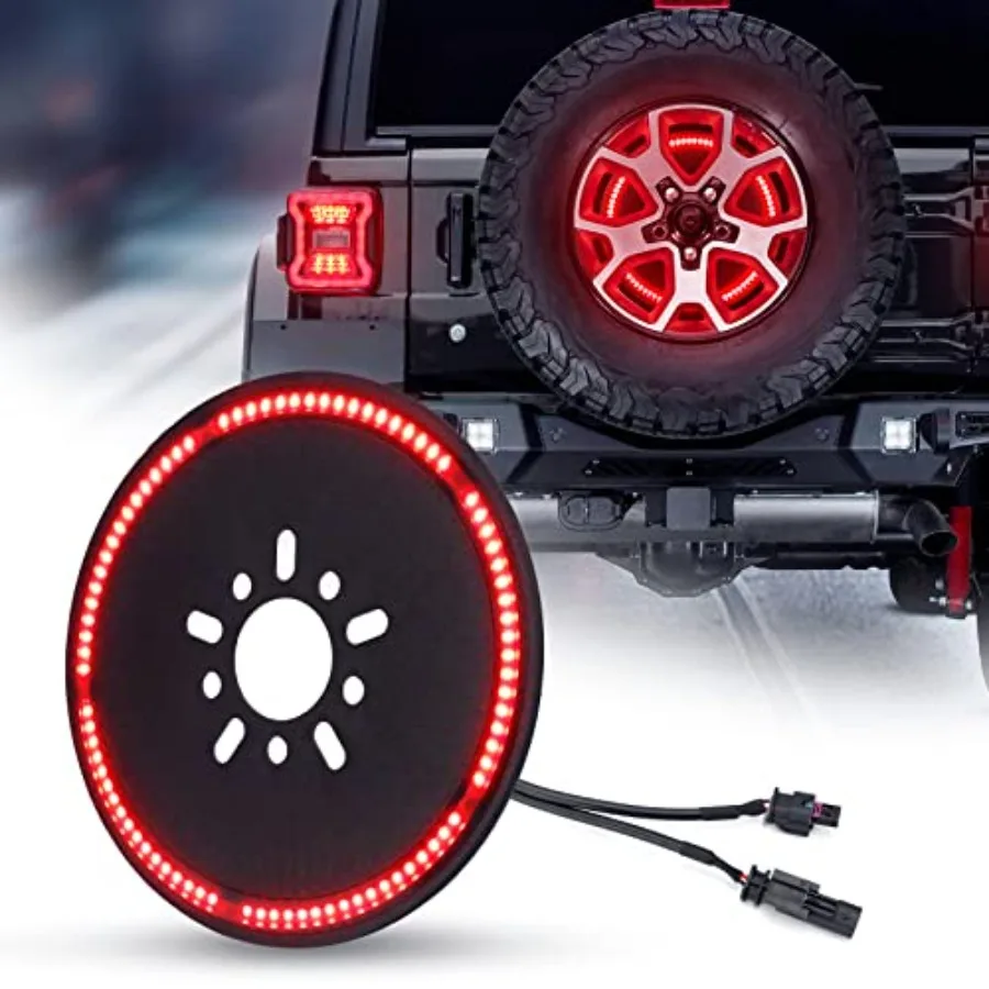 

Plug and Play Spare Tire Brake Light Wheel 3rd Third Brake Light JL Spare Tire Light fits for Wrangler JL JLU 2018-2025 with Ba