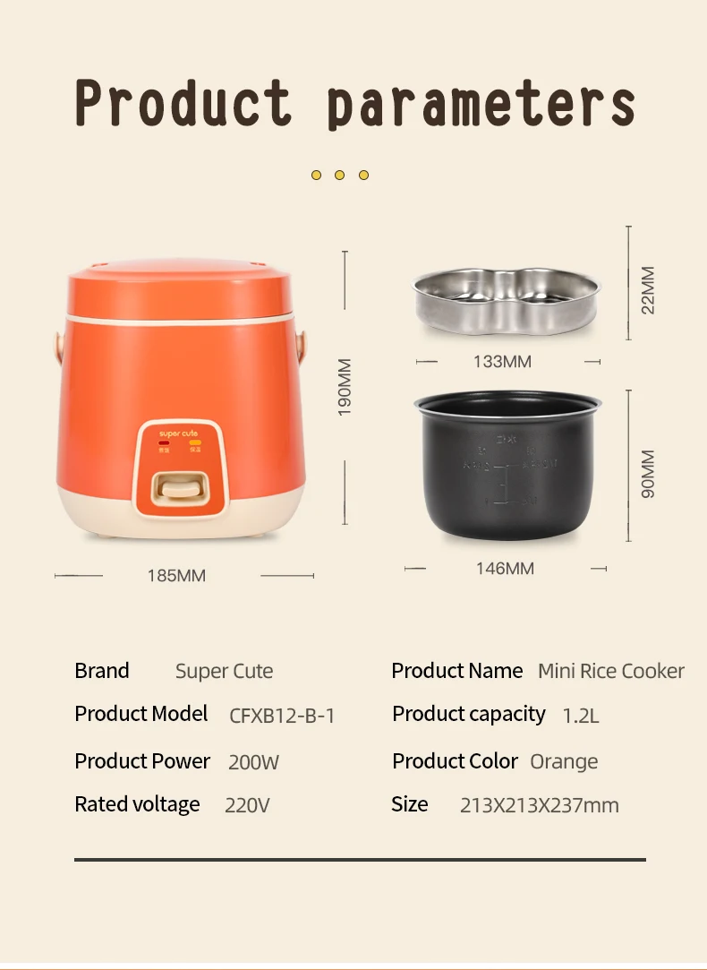 1.2L Mini Electric Rice Cooker Non-Stick Small Household Appliance Portable Cooking Machine Make Cake Porridge Soup EU Plug