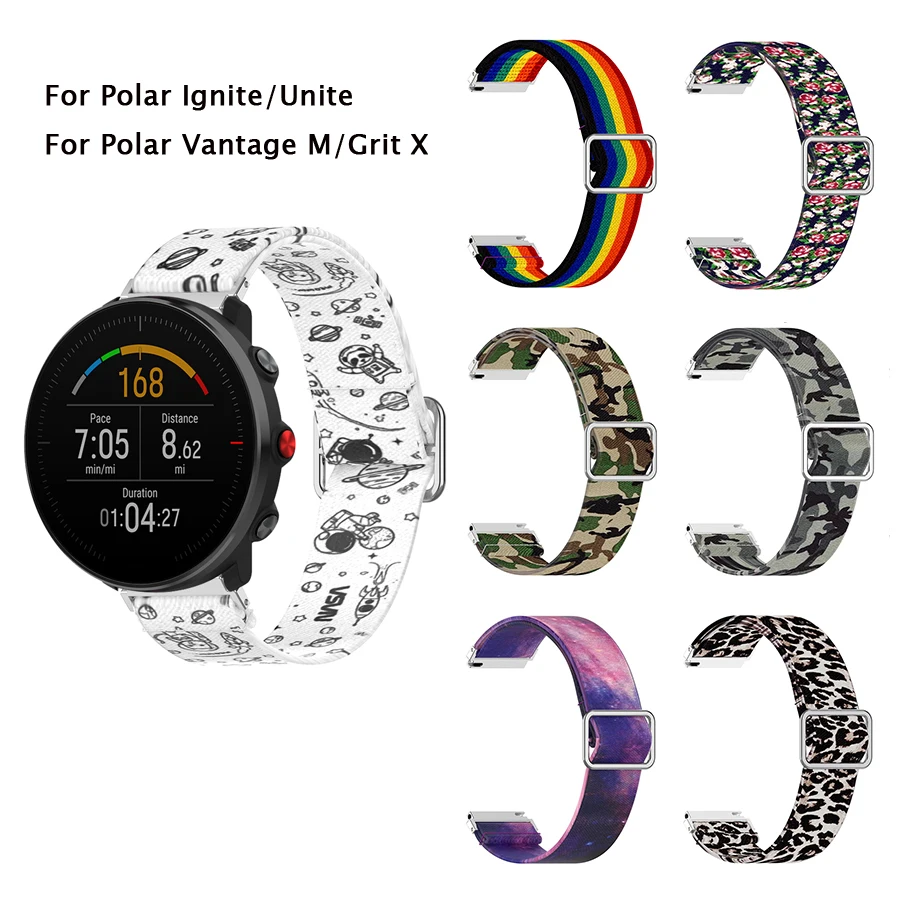 Polar Ignite 2/Vantage M M2 스마트 워치 용 나일론 스트랩 폴라 그릿 X/Unite 벨트 팔찌 용 조절 팔찌