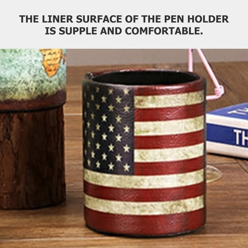 

Desk Pen Holder Pencil Cup Stationery Organizer Pu Cylinder Storage Comfort Glasses Makeup Brush Case