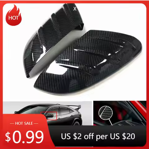 Real Carbon Fiber Mirror Cover For Honda Civic 10th Mugen Type-R FK8 2016-2021 Exterior Rear View Caps Rearview Shell Body Kits