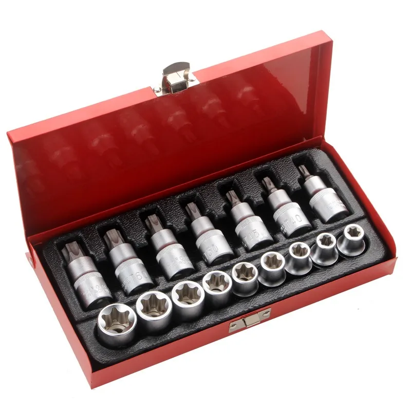 

16 piece set of hexagonal plum blossom screw tool set with hexagonal star shaped screwdriver head combination tool