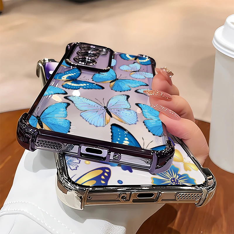 Vivo V70 Butterfly Flower Phone Case For Vivo V60 V50 V29 Lite V70 FE V23 V25 V40 Pro V29E Shockproof Transparent Plating Cover view 4