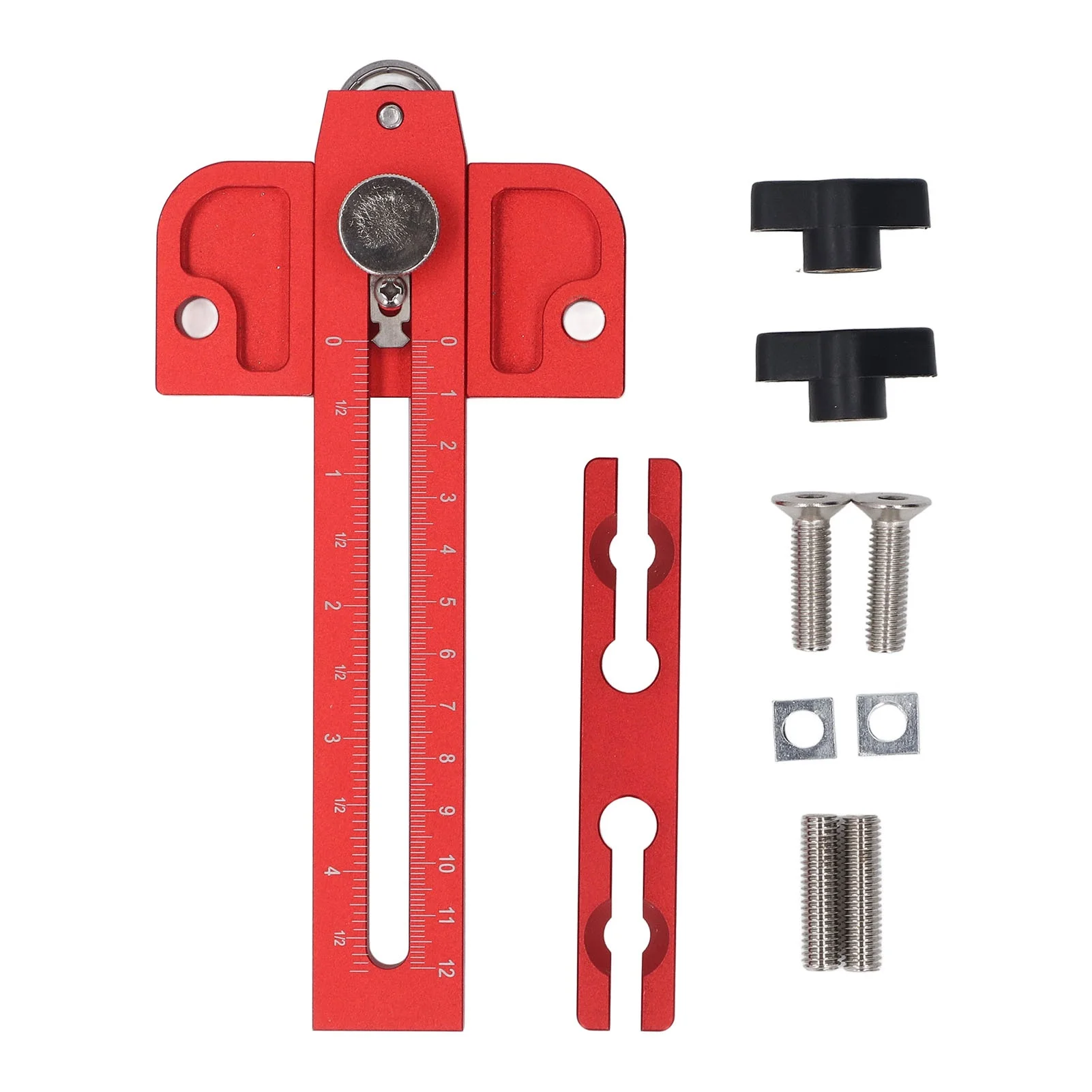 Table Saw Jig Guide with Roller Dual Scale Woodworking Thin Ripping Guide Locator Fits for 3/4x3/8 3/8x1/4 Inch T Slot