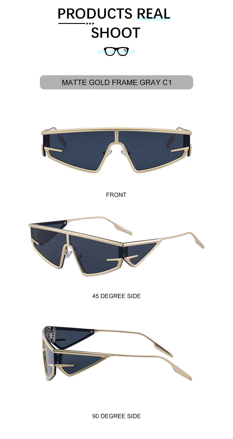 Y2K Punk Quadratische Schild Sonnenbrille Männer 2025, Luxus Marke Vintage Unregelmäßige Steampunk Winddicht Sonnenbrille für Frauen Shades UV400 – Detail 15