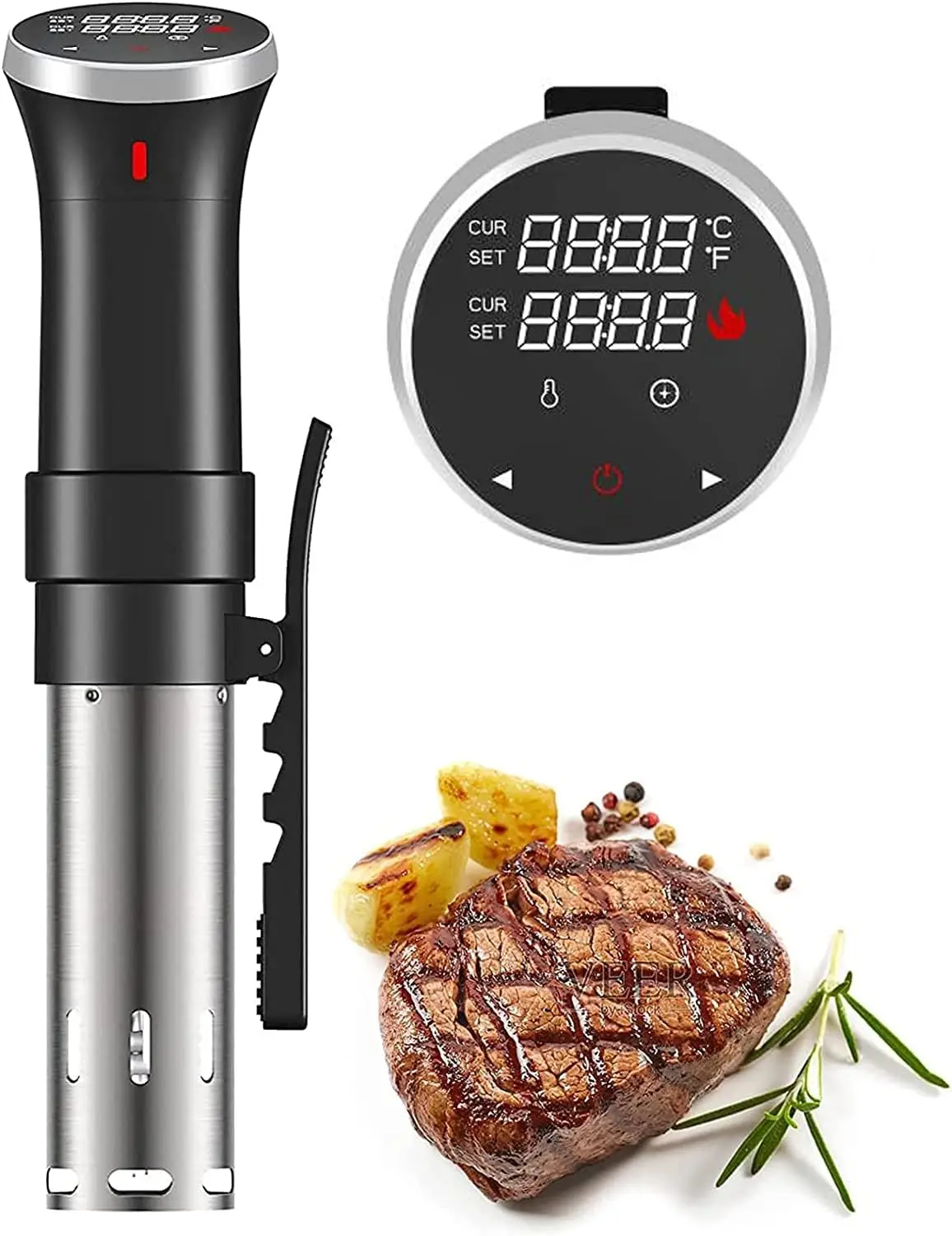 1100W Accu Slim Sous Vide Cooker, Vacuum Precision Cooking, Full Touch Screen Temp & Timer Control, Ultra Quiet, with Free Recipe Book