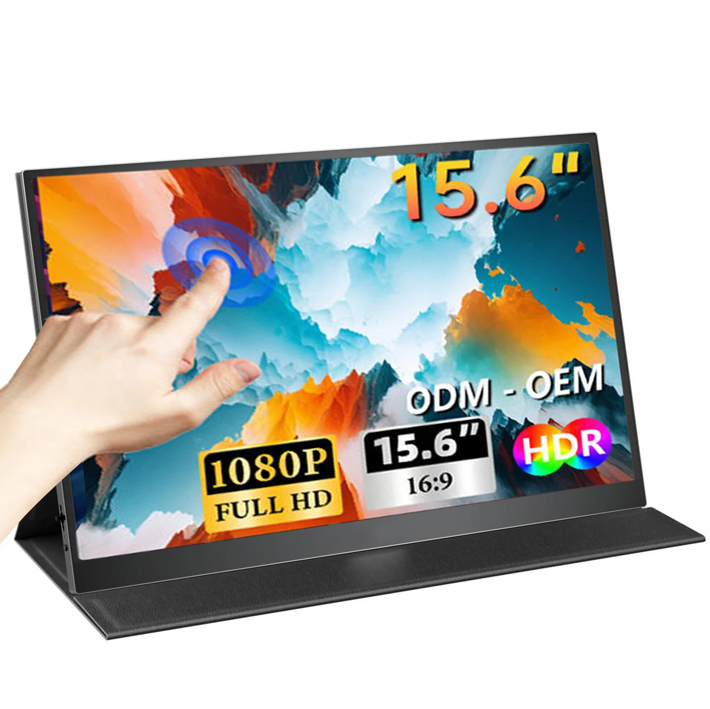 Portable Monitor Touchscreen 15.6 Inch 1080P FHD IPS w/VESA & 180° Adjustable miniHDMI Stand For Laptop PC Mac Switch PS5 iPhone