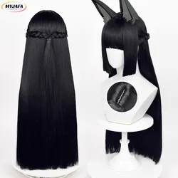 Hoshimi Miyabi Cosplay Wig Game ZZZ Long Black Braided Wig Heat Resistant Synthetic Hair Halloween Anime Wigs + Wig Cap