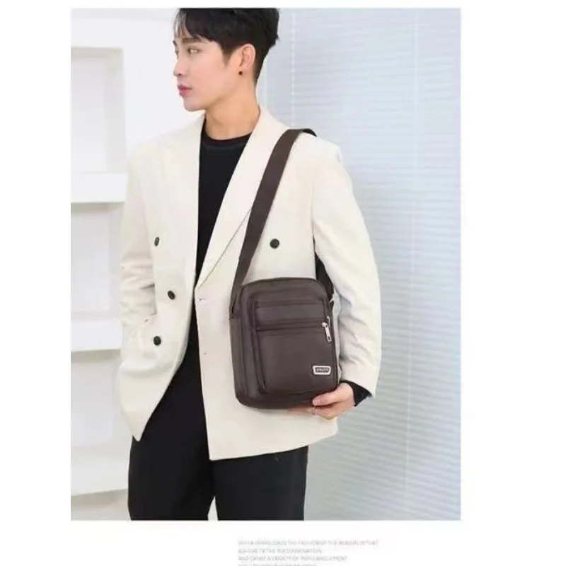Herren-Umhängetasche, Wasserdichte und Verschleißfeste Geldbörse, Modischer Multi-Reißverschluss-Rucksack, Geschäftsreise-Schultertasche – Detail 14