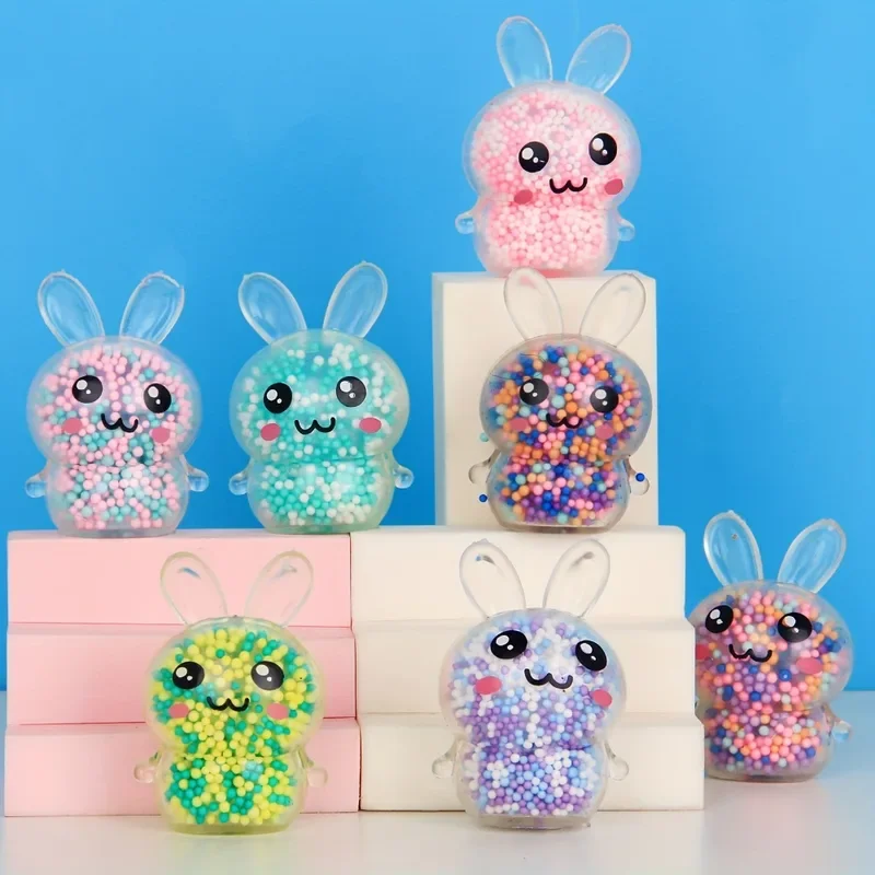Squishy Bunny  - Random Color Soft Fidget Toy for Kids Girls, Easter Basket Stuffers, Sensory Anxiety Relief Gift Crystal Soil