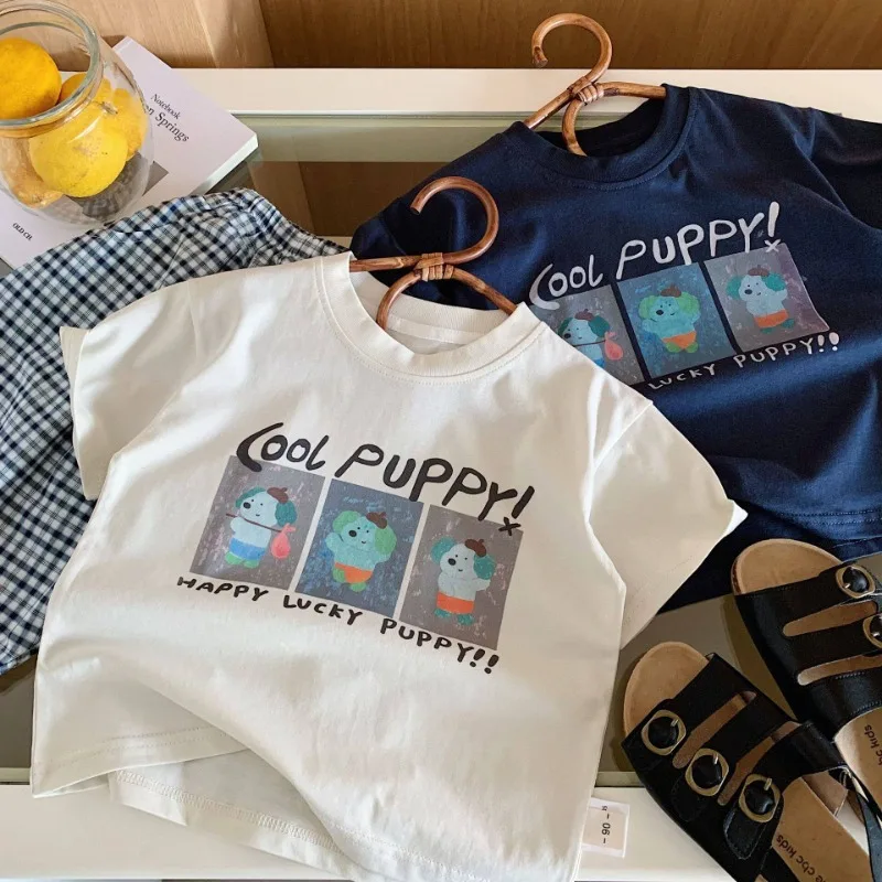 

2026 Summer New Children Short Sleeve T Shirts Fashion Cartoon Print Boys Girls Casual Cotton Tee Kids Toddler Clothes
