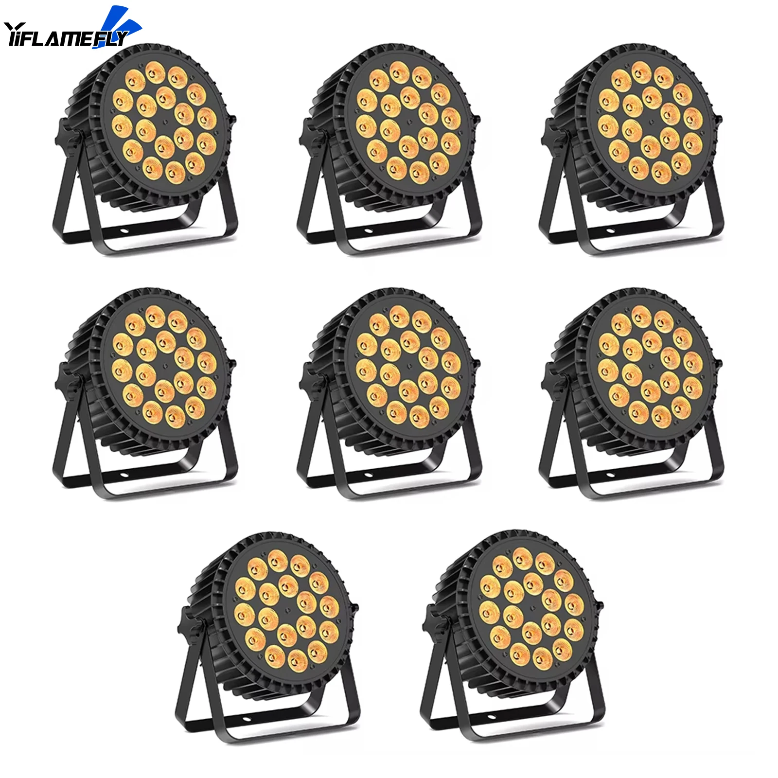

Yiflamefly 8 шт. 18 светодиодных светильников Par Light 200 Вт Светодиодный сценический светильник 4 в 1 RGBW Прожектор сценического освещения с DMX512 для вечеринки, свадьбы, DJ
