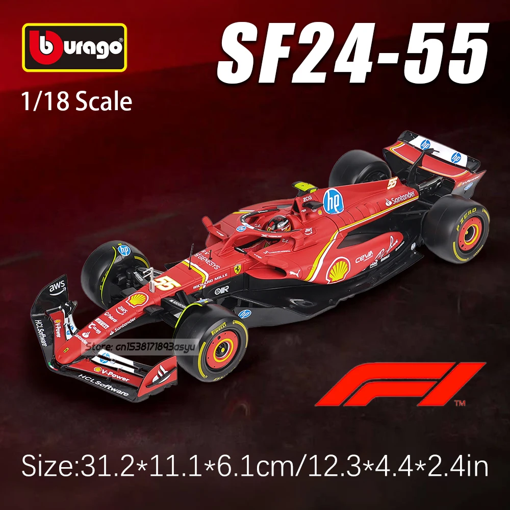 Bburago 1:18 2024 F1 Ferrari SF24 #16 Leclerc #55 Carlos Sainz racing model simulation car model alloy car toy collection