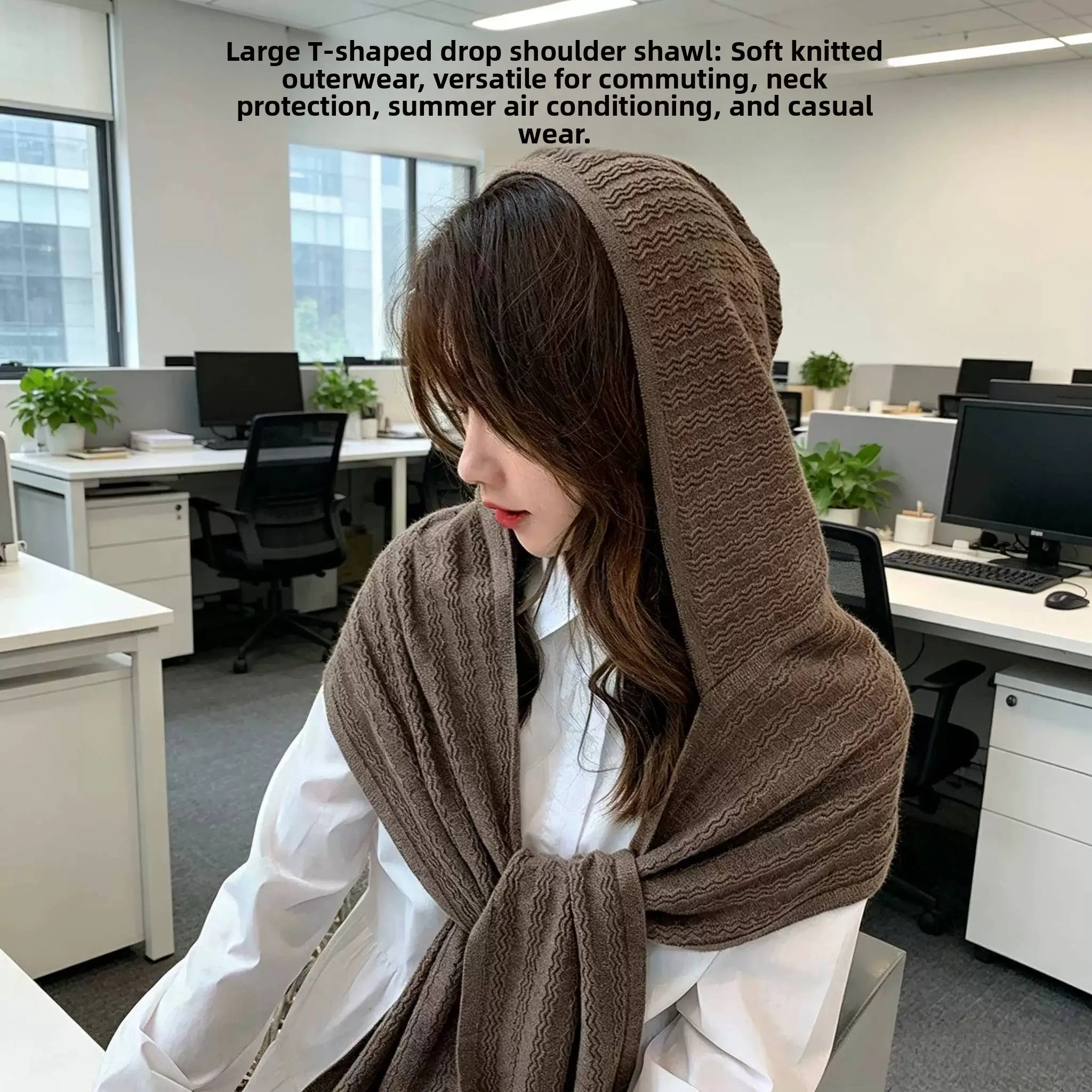 Soft Knitted Shoulder-Drop Style Shawl Commuter Versatile Neck Protector Summer Air Conditioning Shoulder Pad Triangular Shape