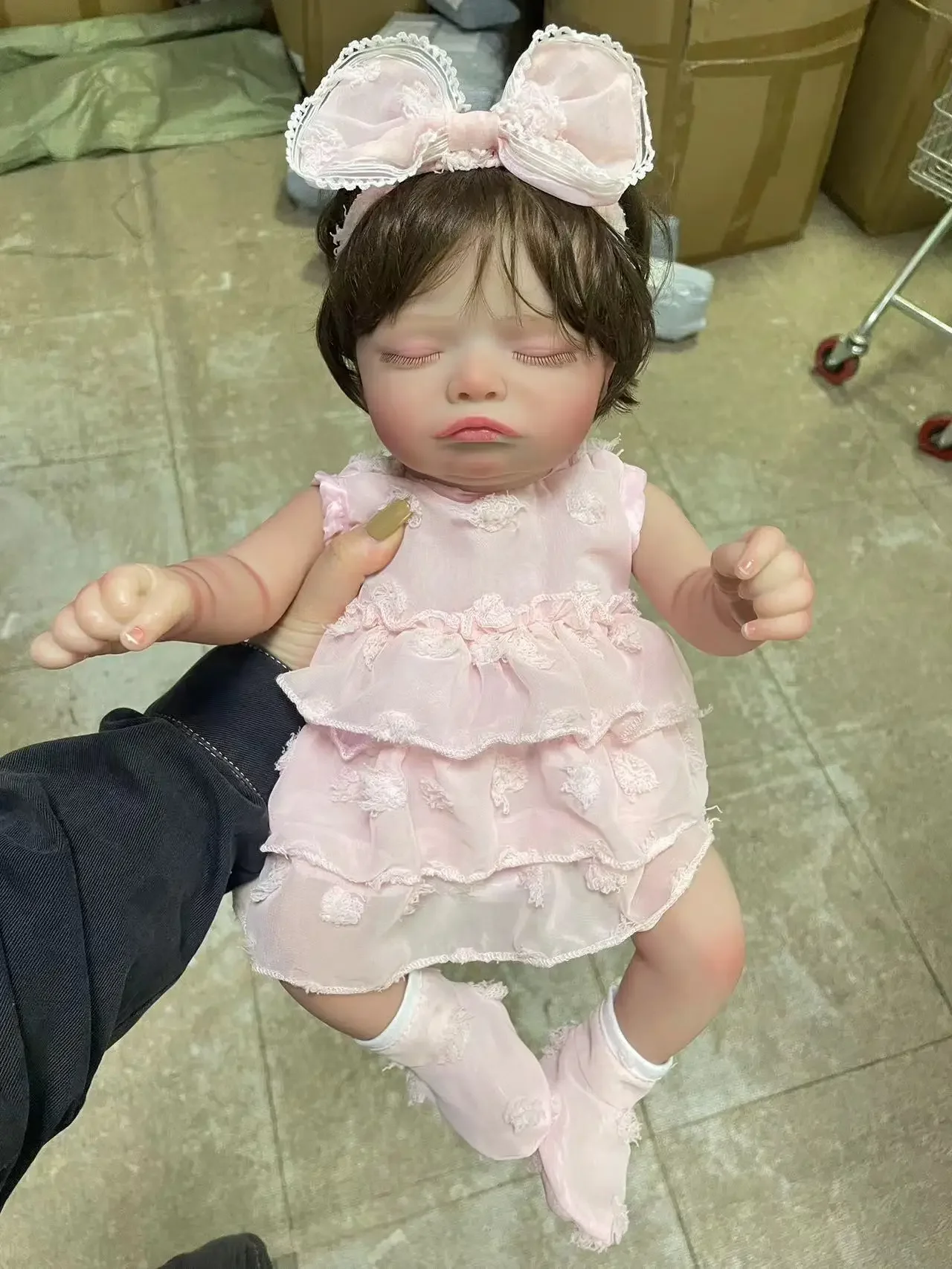 45cm Rosalie Cloth body/Full Body Vinyl Reborn Sleeping Baby Girl Very Soft Touch 3D Skin with Visbile Veins Art Dolls