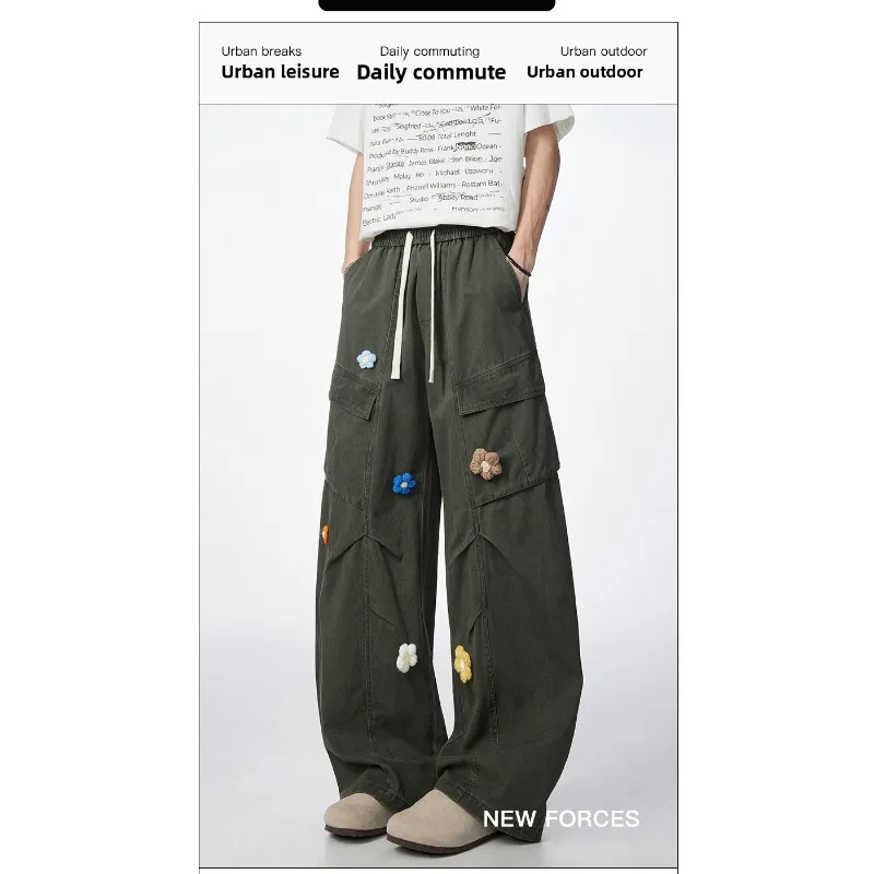 

Casual Fashionable Trousers Women Loose Spring Autumn Straight-leg Trousers New Wide-leg Trousers Couple Style Workwear Trousers