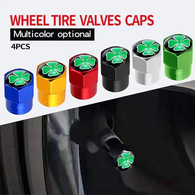 Four leaf Clover Car Wheel Tire Valve Caps for Dodge Challenger Journey Charger Caliber Durango Ram 1500 2500 3500 Caravan