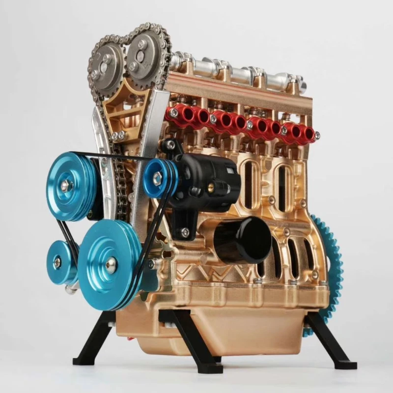 All-metal assembly model assembly toy ornament electric car four-cylinder engine