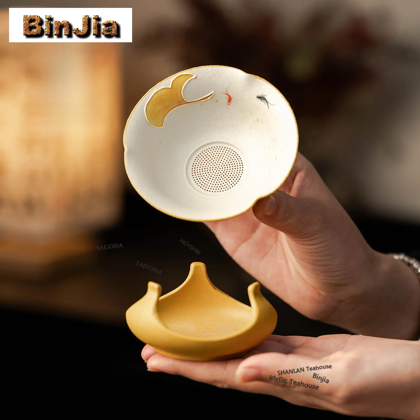 Hand-painted Ginkgo Tea Separator Infusor Aesthetic Leaf Strainer Tea Strainer Dispenser Tea Maker Tea Filter Teaware Craft
