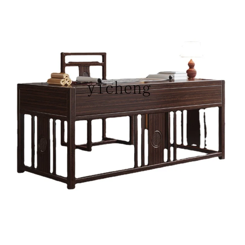 

Zc New Chinese Style Ugyen Wood Solid Wood Desk Chair Modern Chinese Calligraphy Writing Desk Study Zen Furniture