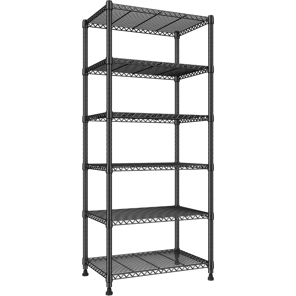 

Wire Shelving, 6 Tier Garage Shelving Units and Storage Shelves Heavy Duty Adjustable Heavy Duty Metal for Pantry Kitchen Garage