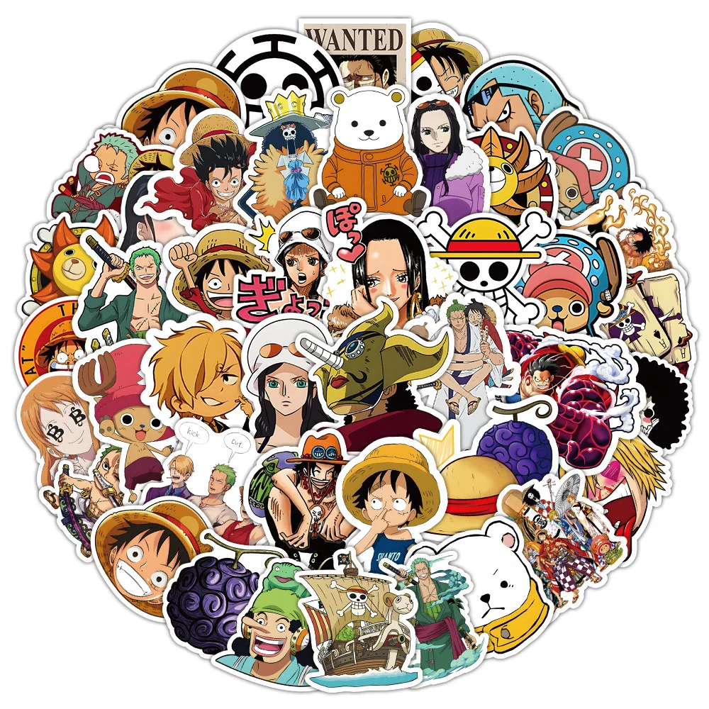 10/30/50pcs One Piece Stickers Anime Luffy Cartoon Decals Graffiti DIY Notebook Motorcycle Skateboard Phone Waterproof Kids Toys