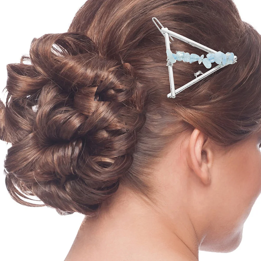 

2Pcs Exquisite Geometric Hair Pins Natural Crystal Side Clips Versatile Use for Formal Events and Daily Wear Stylish Jewelry