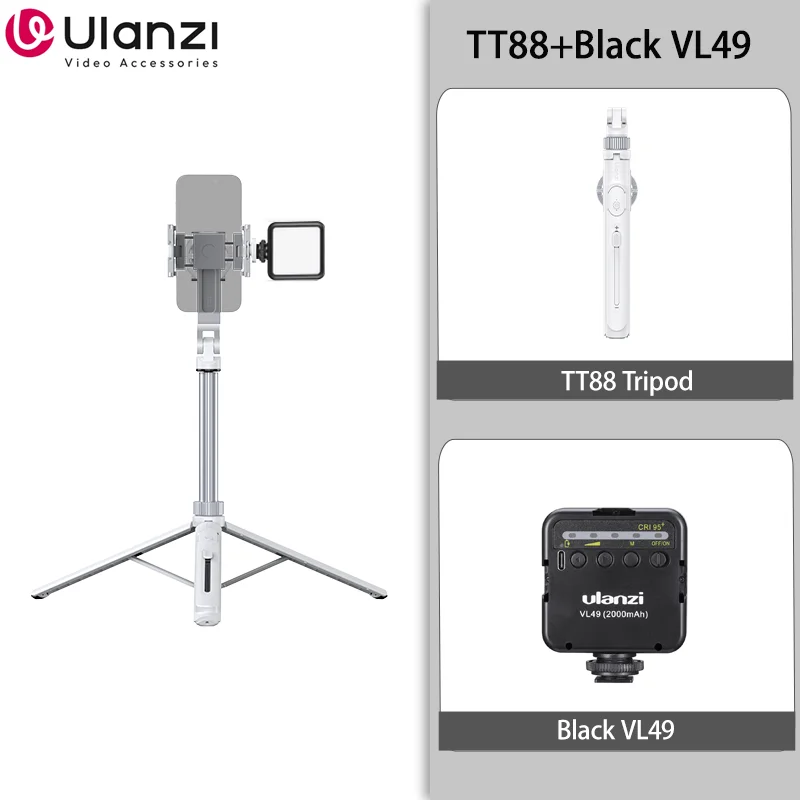 Ulanzi TT88 1.44M Overhead Selfie Stick Telefoon Statief met Magnetische Klem Draadloze Afstandsbediening Uitbreiding Statief voor LiveStreaming Vlog