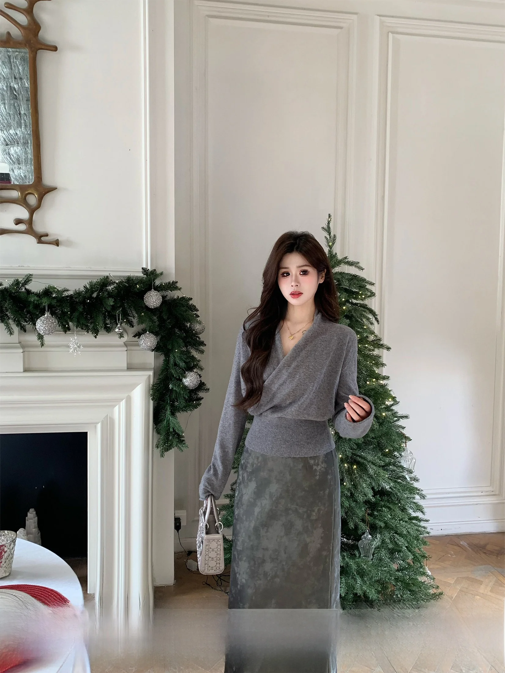 

ay V-Ne Knitted Sweater Women's Winter Large Size Slimming Woolen Pullover Korean Sle Loose Fit Long Sve Knitwear