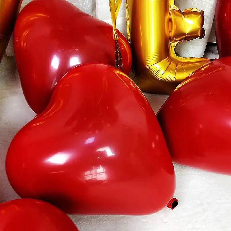 Wholesale Latex Red Heart Balloons Inflatable Love Shaped Balloon for Couple Valentine\'s Day Wedding Party Decoration Supplies