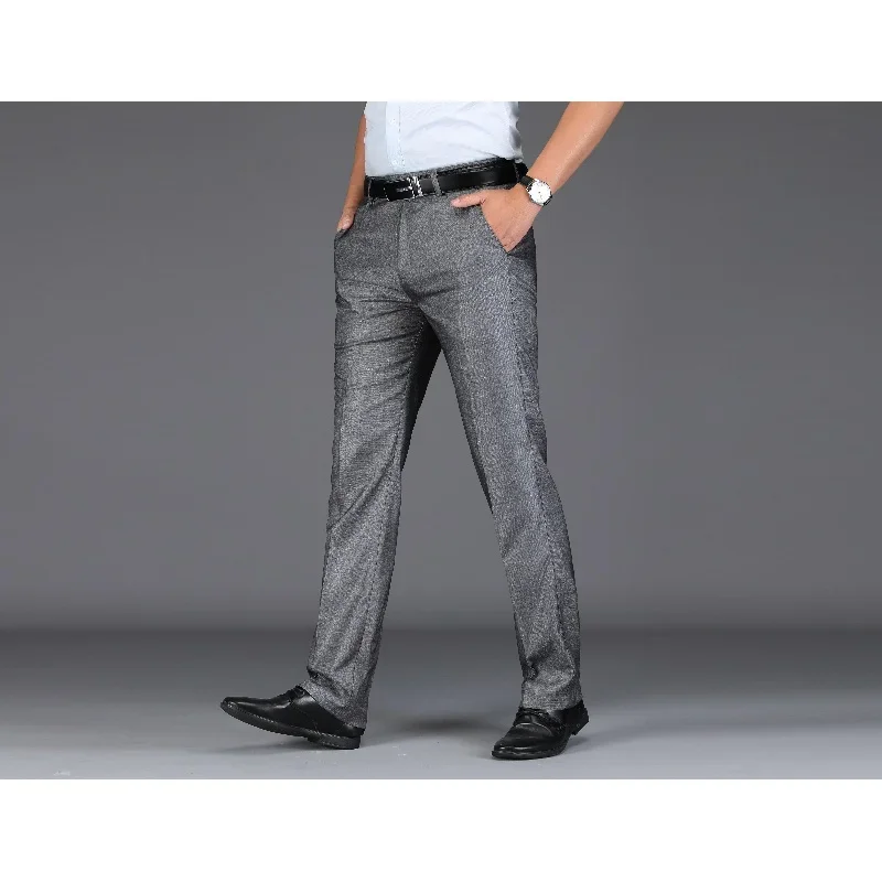 Summer casual pants for men's business and office formal wear, loose and solid color high-end oversized straight leg suit pants