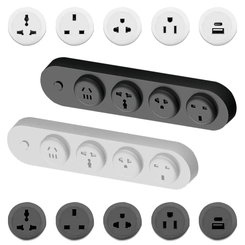 Kitchen Wall Mounted Universal 4 in 1 Desktop Socket Type-c Fast Charging Socket with Power Switch ON OFF