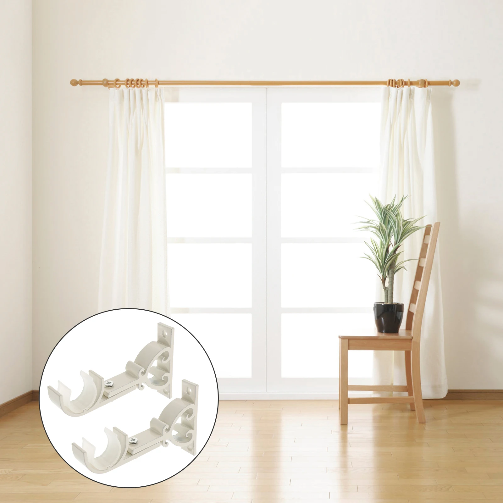 

2Pcs Rotatable Curtain Rod Brackets Thickened 5Mm Aluminum Alloy Anti-Rust for 22Mm Window Curtains 5/8 Inch Curtain Rod