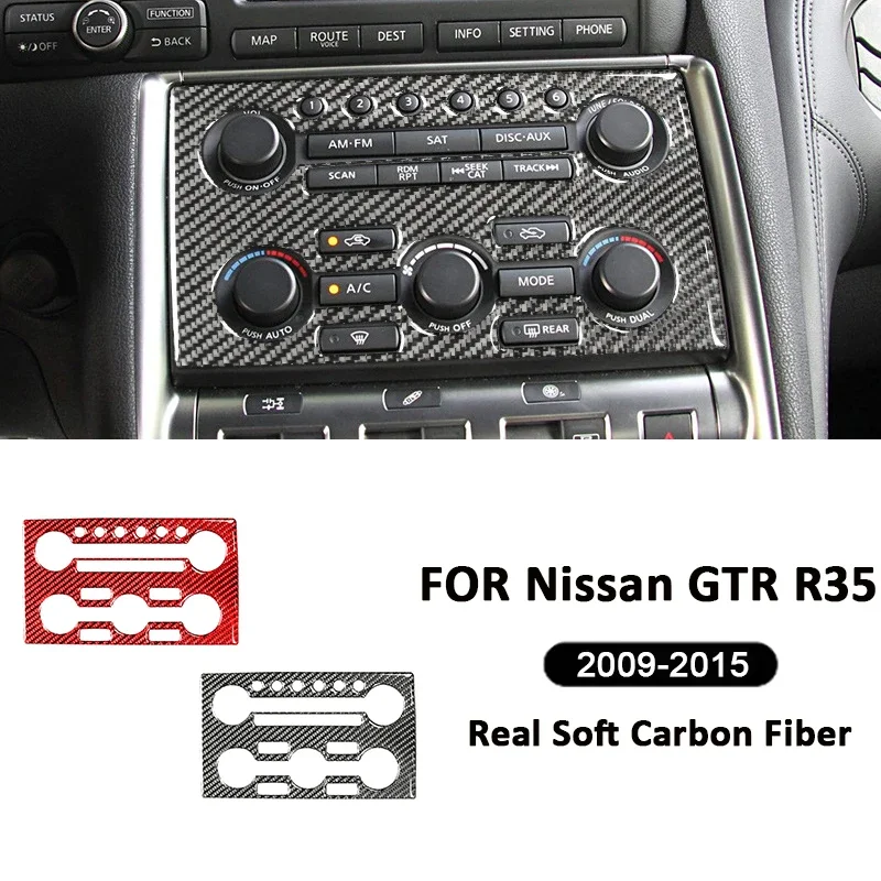 

For Nissan GTR R35 2009-2015 Carbon Fiber Car Multimedia Air Conditioning Control Panel Trim Cover Interior Decoration Sticker