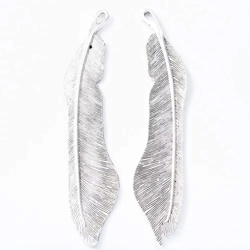 20pcs 110*21MM Zakka Style Wedding Creative Gift Alloy Feather Leaf Jewelry, Vintage Classic Handmade Diy Sweater Necklace Penda