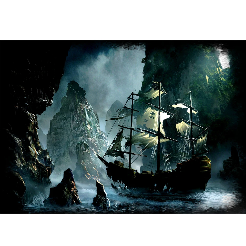 Ghost ship DIY Diamond Painting kits Mosaic Cross Stitch 5d Full square/round Diamond Embroidery kits Pirate ship fantasy art