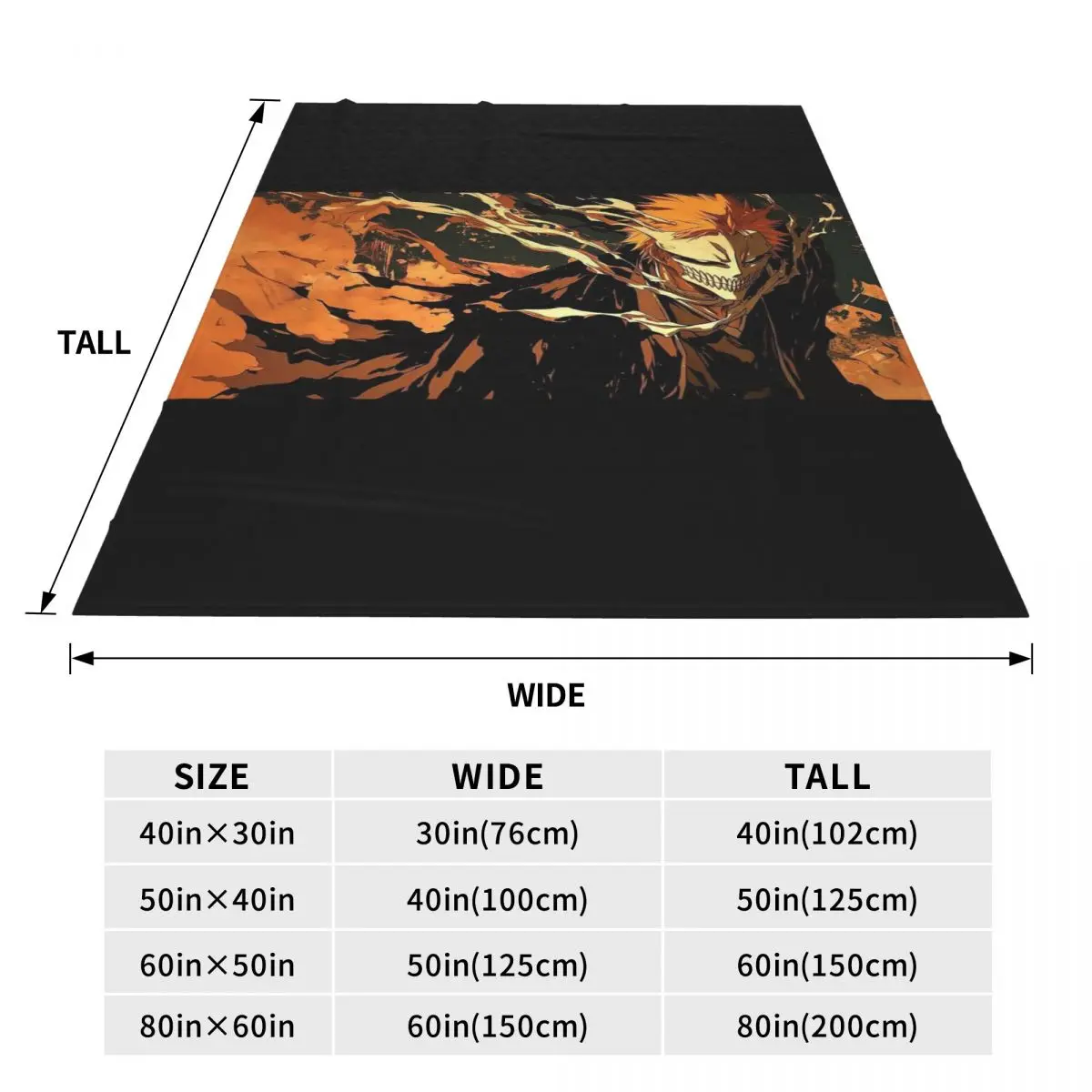 Ichigo Kurosaki Anime Blanket Fleece Sofa Throw Blanket Portable for Home Bedroom Office Throws Bedspread Quilt