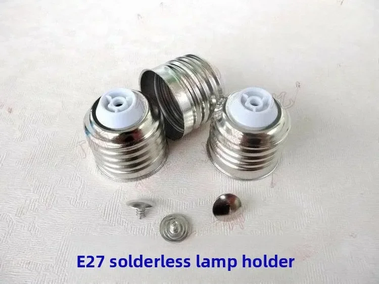 20PCS E27/E14/E40 LED Energy-saving Lamp DIY Accessories E27 Solder-free Metal Lamp Holder Iron Nickel-plated Metal Lamp Holder