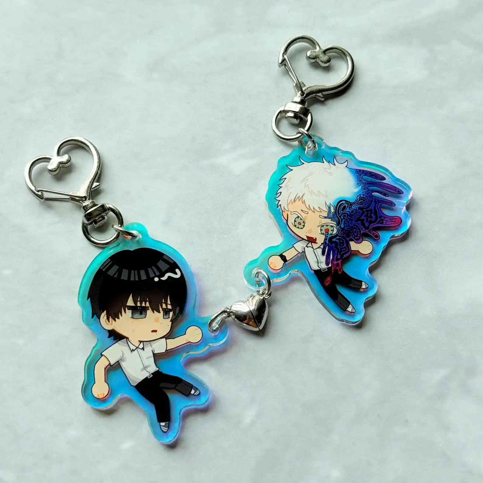Hikaru and Yoshiki Summer Died Inspired Holographic Keychain Charms, TSHD Charms,  Hikaru Died Magnet Charms