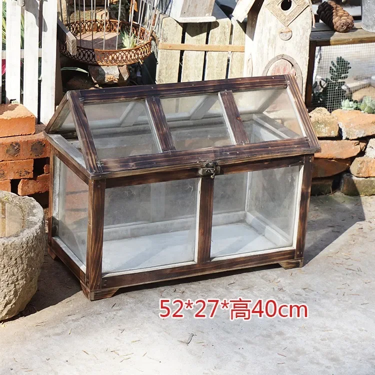 

American style retro nostalgic solid wood glass greenhouse succulent plant sunlight greenhouse antifreeze indoor balcony garden