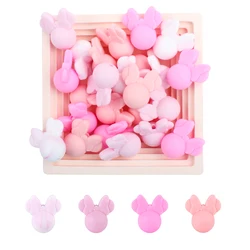 10pcs Mouse Silicone Beads Cartoon Focal Loose Beads DIY Bracelets Necklace Keychain Accessories For Jewelry Making