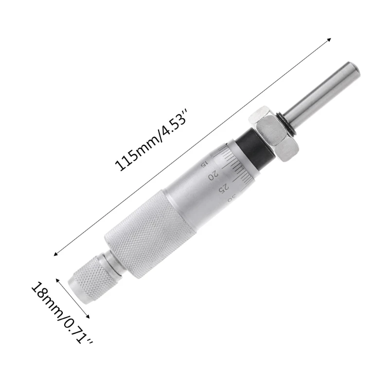 0-25 mm 0.01 mm Silver Round Needle Type Mini Metal Micrometer for Head Measurement Fitting for Machine Tools Durable