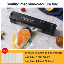 Efficient Food Vacuum Sealer Machine with Air Sealing System,Compact Design for Easy Storage, Accompanied by 20 Starter Seal Bag