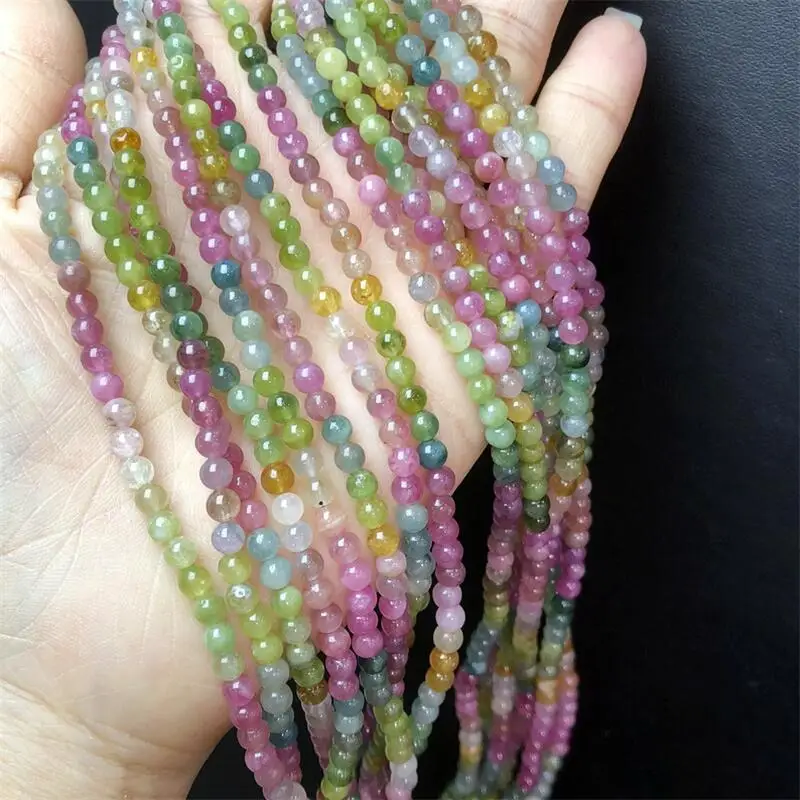 

4MM Natural Tourmaline Triple Circle Bracelet Fashion Gemstone Crystal Jewelry For Women Healing Reiki Holiday Gift 1pcs