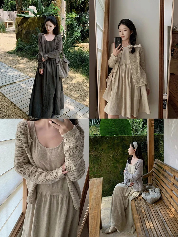 

Женский вязаный хлопковый свитер ZNG OP с 3D-текстурой «Полынь» и универсальным дизайном, средней мягкости, с длинными рукавами, кардиган